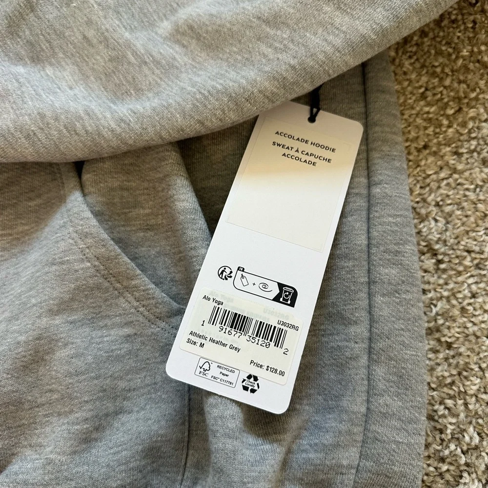 Alo Accolade Hoodie Heather Gray size M NWT - Picture 2 of 5
